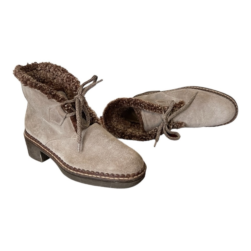 Vicini Italian Suede Shearling Fur Lined Ankle Booties | Women’s 6 - Picture 8 of 13